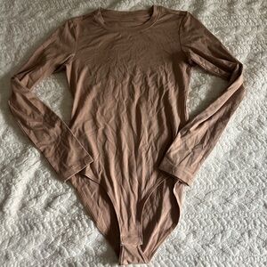 Women's Long Sleeve Bodysuit - Tan